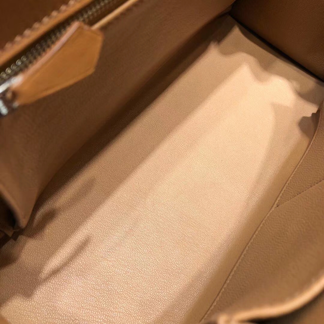 Hermes Kelly32CM 爱马仕CK37土黄色原厂Swift牛皮外缝凯莉包 银扣