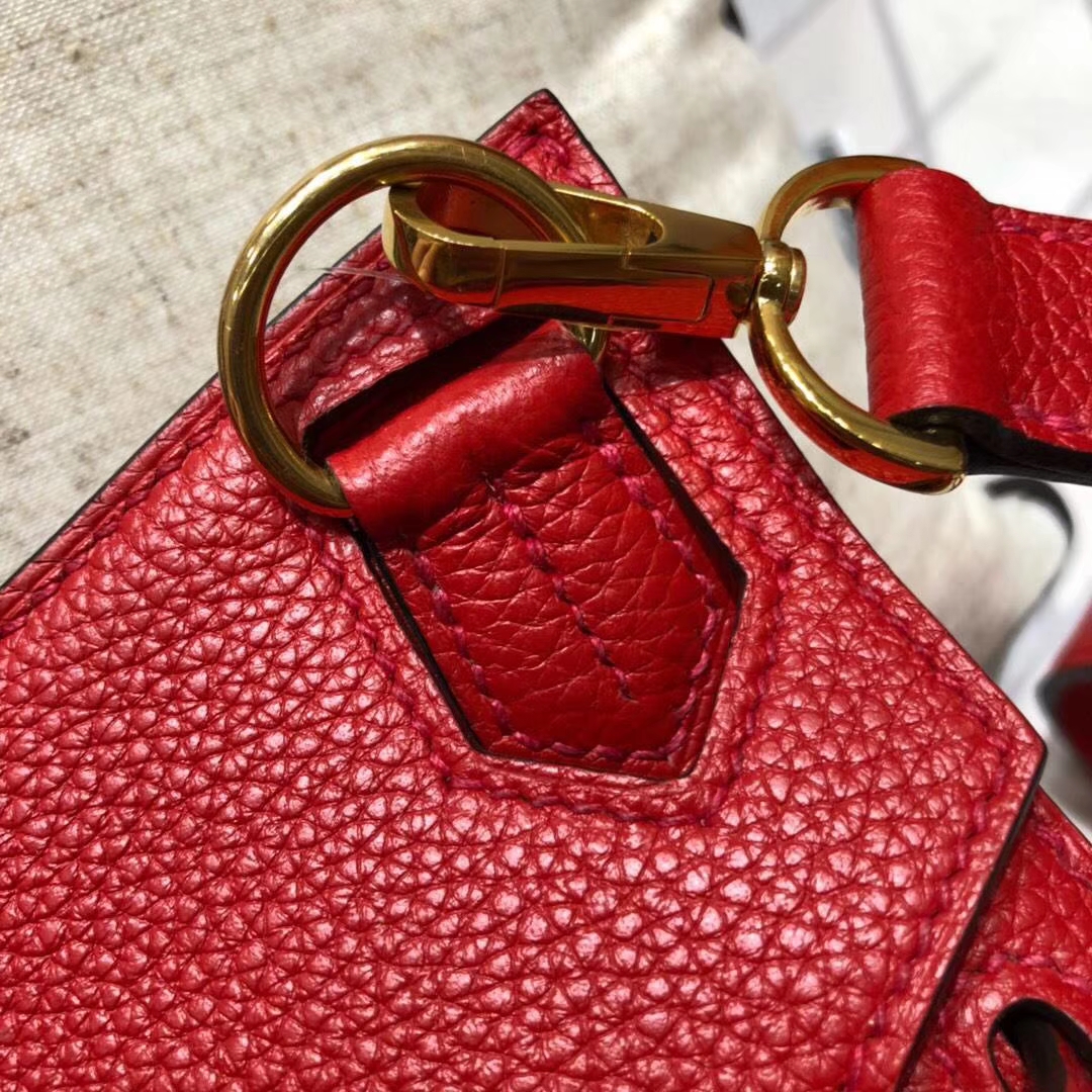 爱马仕包包价格 Hermes Jypsiere中国红原厂Togo牛皮吉普塞包 金扣