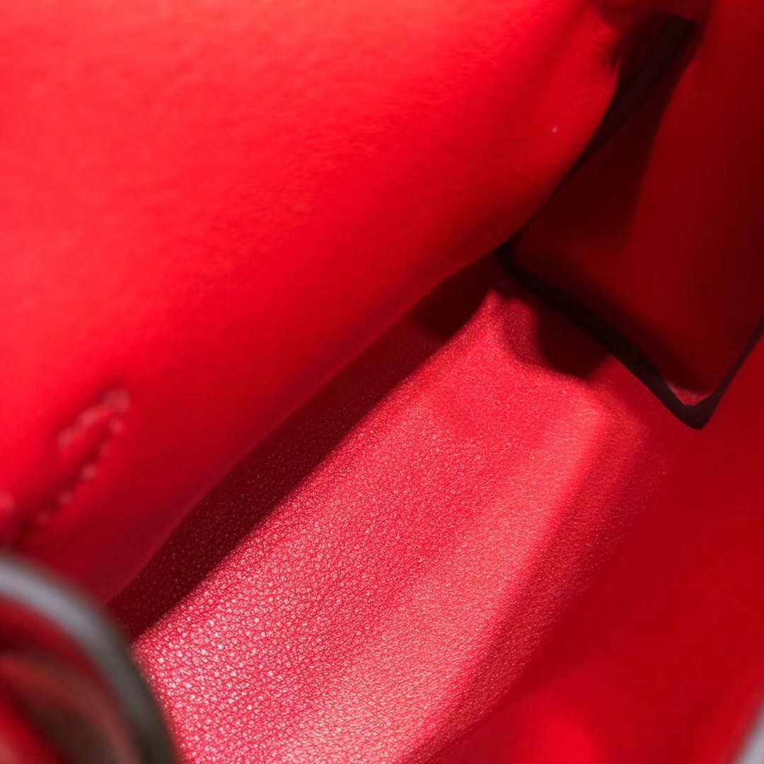 Hermes Kelly Doll 爱马仕新款女包 大红色拼黄色Swift牛皮凯莉娃娃包 银扣