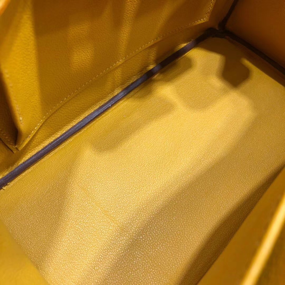 Hermes Birkin25CM 爱马仕原厂顶级鸵鸟皮铂金包 大黄色 金扣