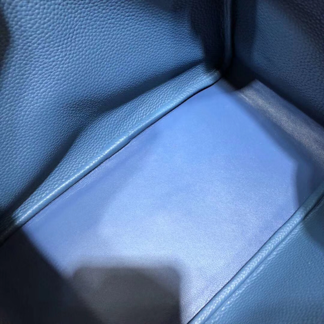 爱马仕拼色琳迪包 Hermes Lindy30CM 锡器灰拼玛瑙蓝原厂TC牛皮 金扣