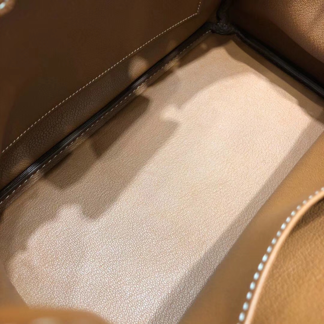 爱马仕铂金包价格 Hermes Birkin30CM 土黄色原厂Togo小牛皮 银扣