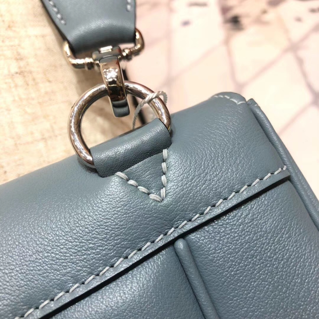 Hermes Parfums包包 爱马仕亚麻蓝原厂Swift牛皮新款单肩女包