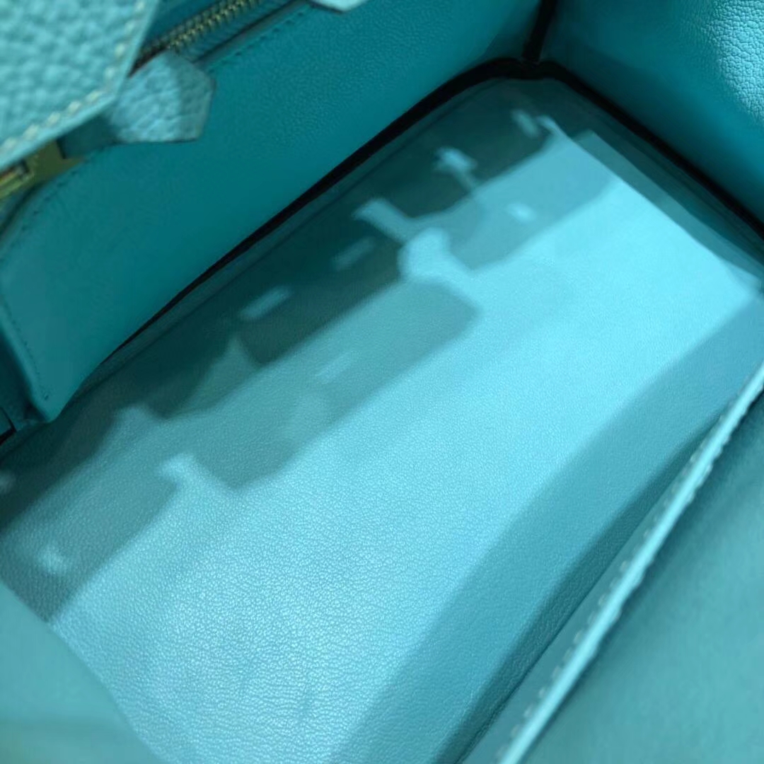 爱马仕Birkin包包 Hermes马卡龙蓝原厂Togo小牛皮铂金包Birkin30CM 金扣