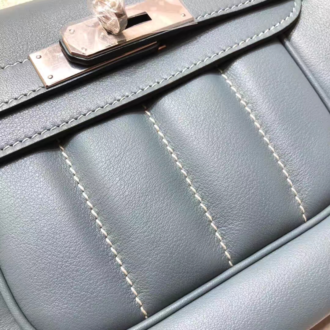 Hermes Parfums包包 爱马仕亚麻蓝原厂Swift牛皮新款单肩女包
