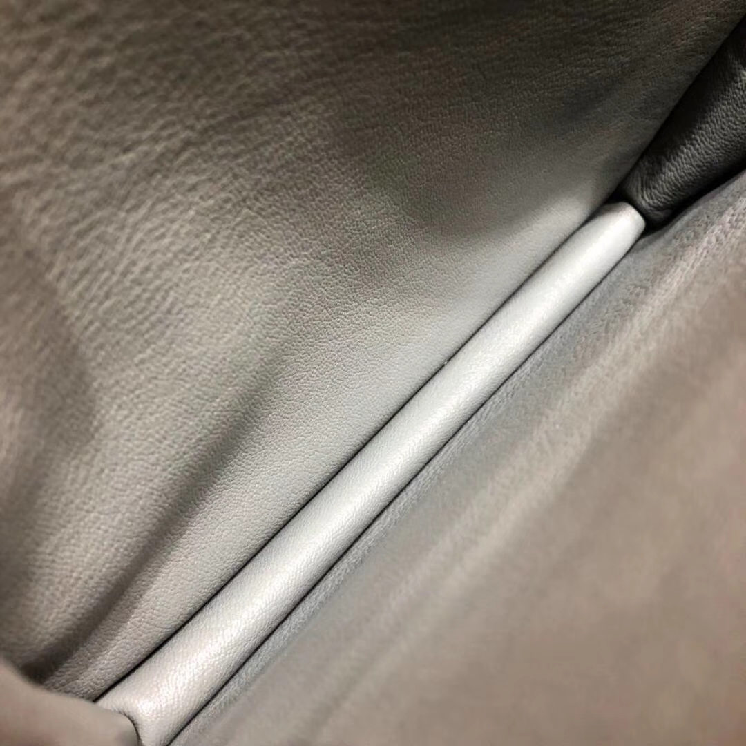 Hermes包包官网 爱马仕原厂Swift牛皮Roulis24CM猪鼻子包 锡器灰 银扣