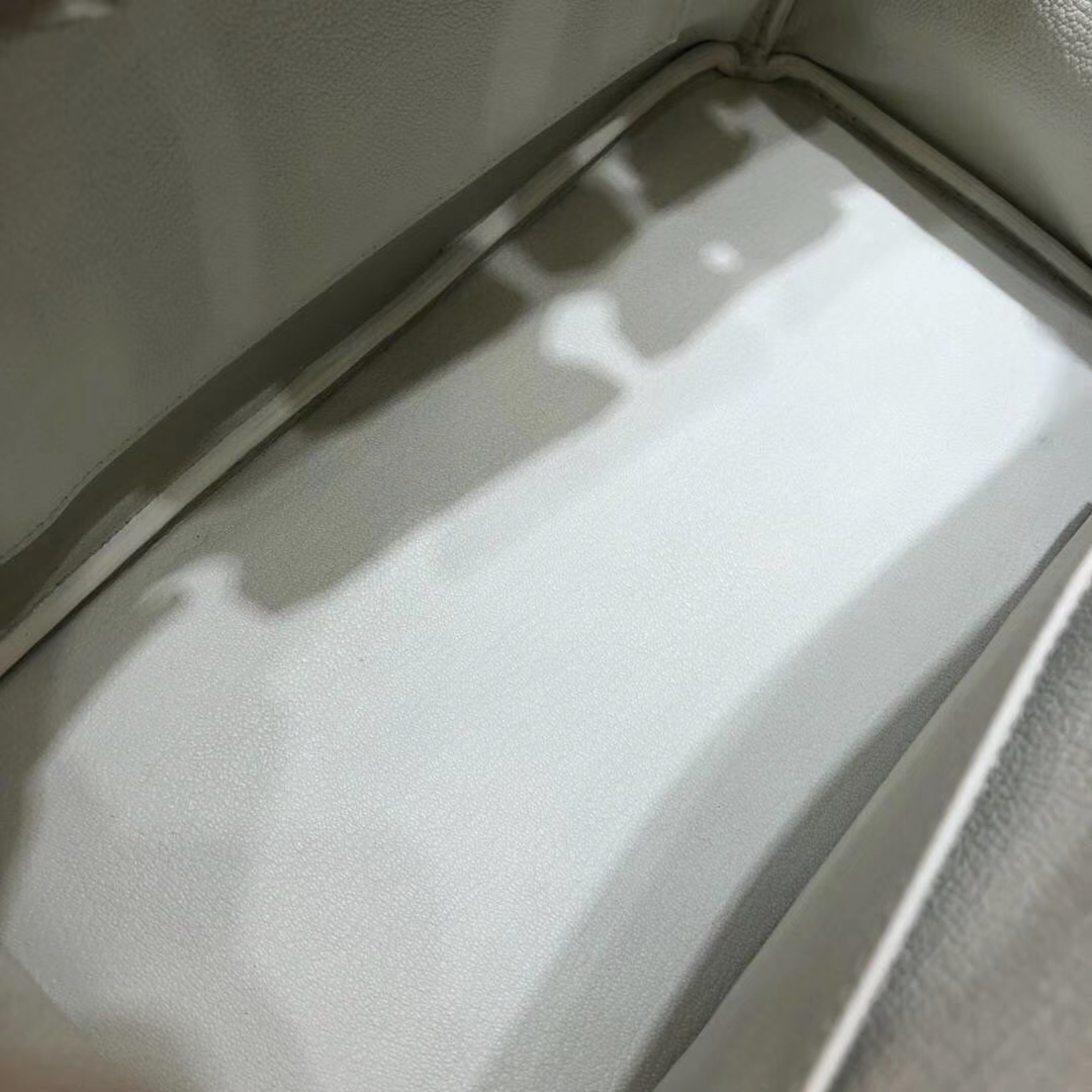 爱马仕拼色铂金包 Hermes纯白拼黑色原厂Togo小牛皮Birkin30CM 银扣