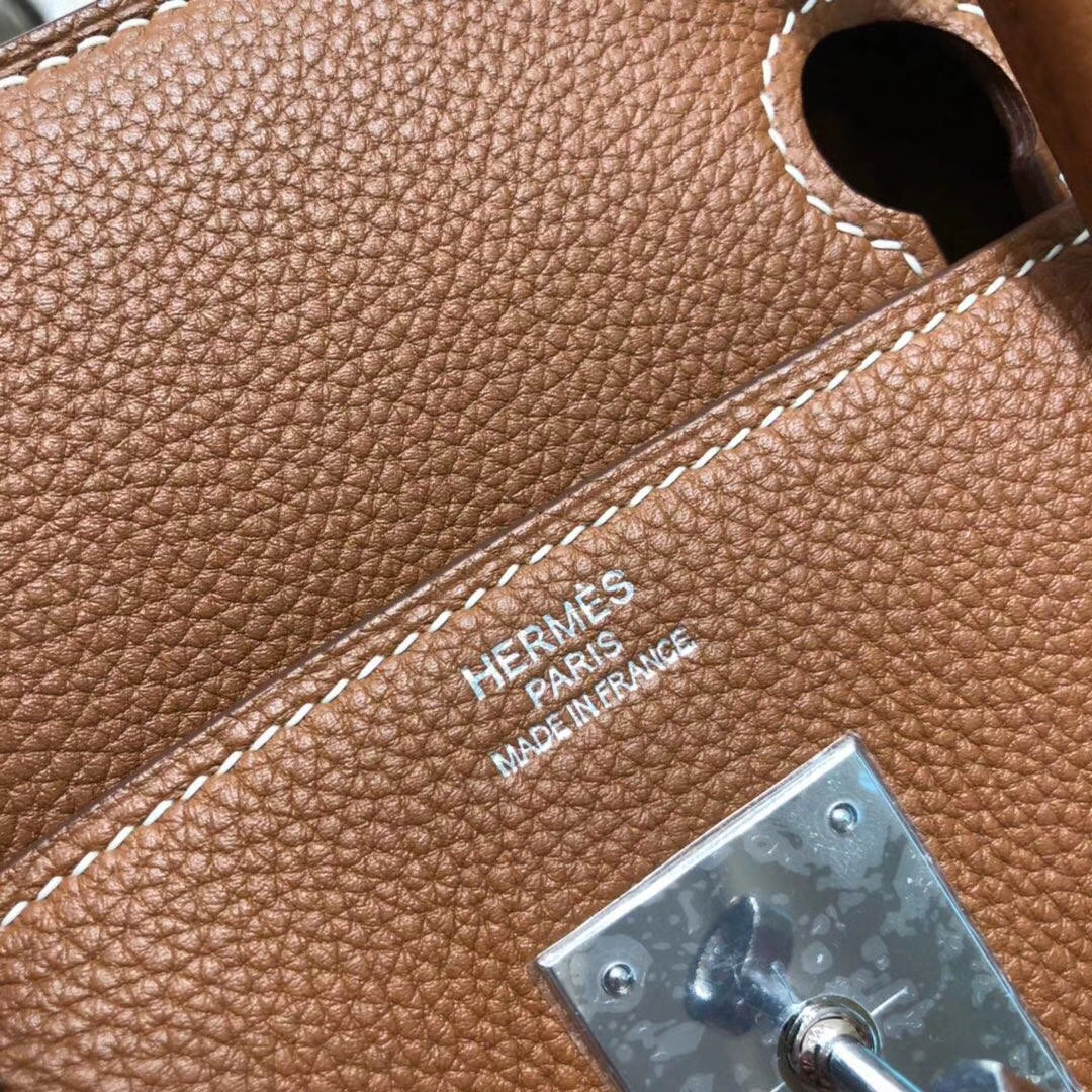 爱马仕铂金包价格 Hermes Birkin30CM 土黄色原厂Togo小牛皮 银扣