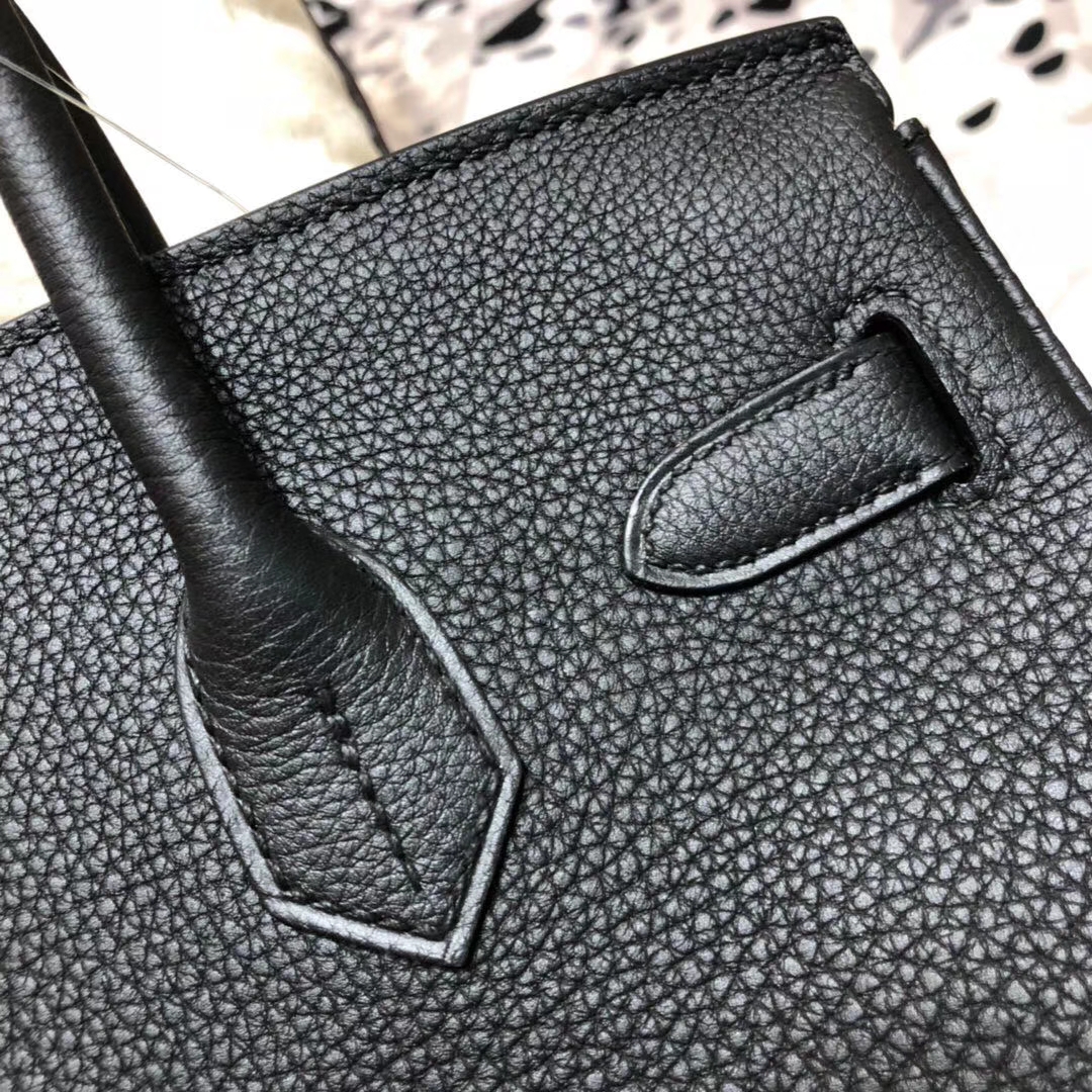 Hermes Birkin30CM 爱马仕黑色Togo小牛皮铂金包 银扣
