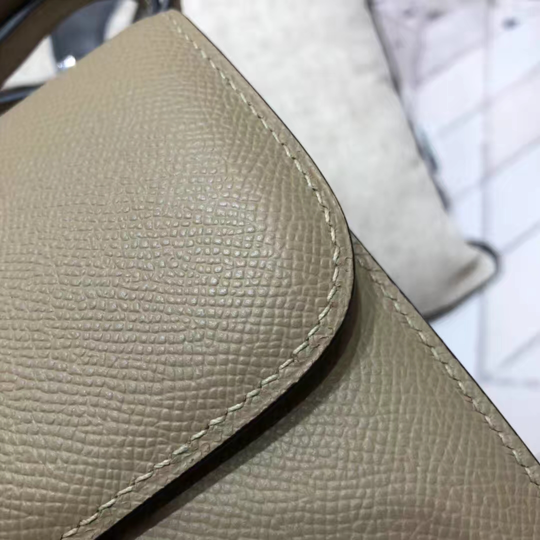 爱马仕空姐包价格 Hermes Constance19CM 斑鸠灰原厂Epsom牛皮 银扣