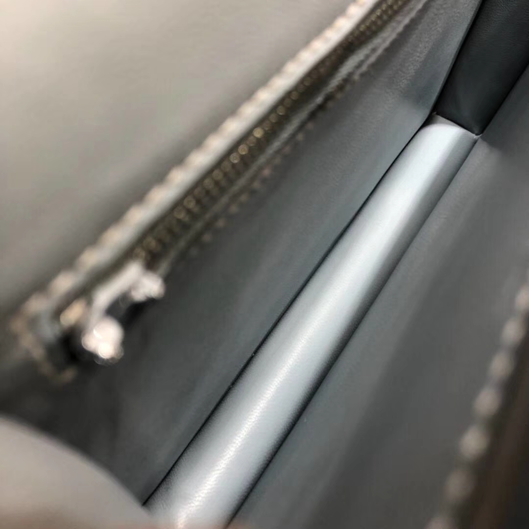 爱马仕包包官网 Hermes Constance23CM J7亚麻蓝原厂Epsom牛皮 金扣