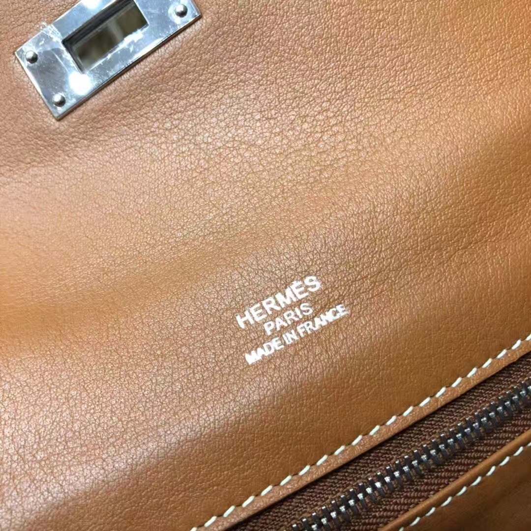 爱马仕新款女包 Hermes Parfums单肩斜挎包包 土黄色原厂Swift牛皮