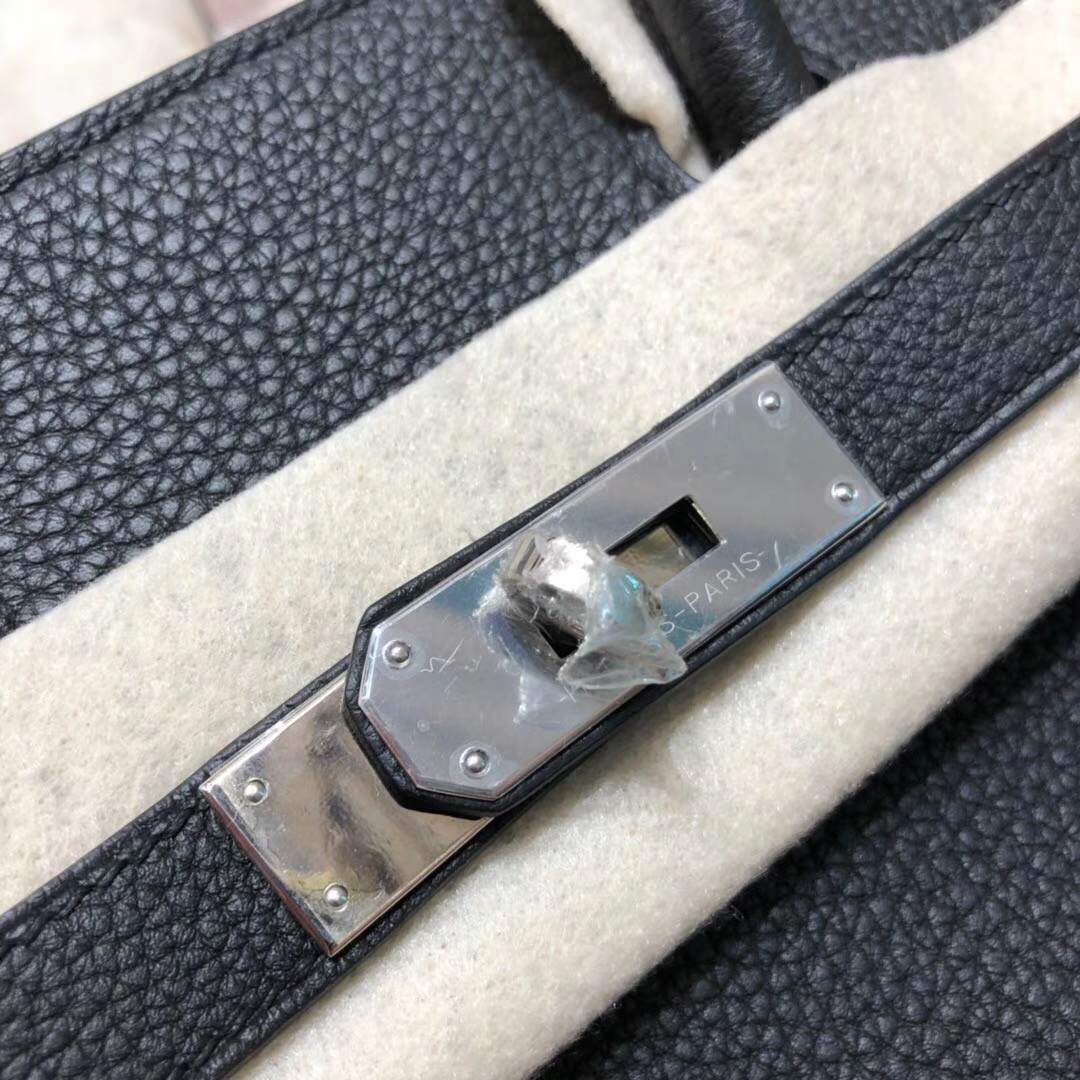 Hermes Birkin30CM 爱马仕黑色Togo小牛皮铂金包 银扣