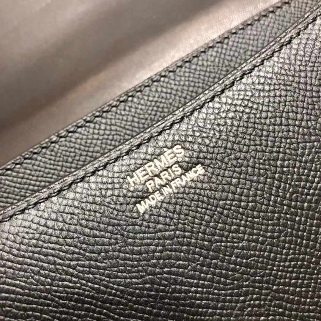 Hermes Constance23CM 爱马仕89黑色Epsom牛皮康斯坦空姐包 金扣