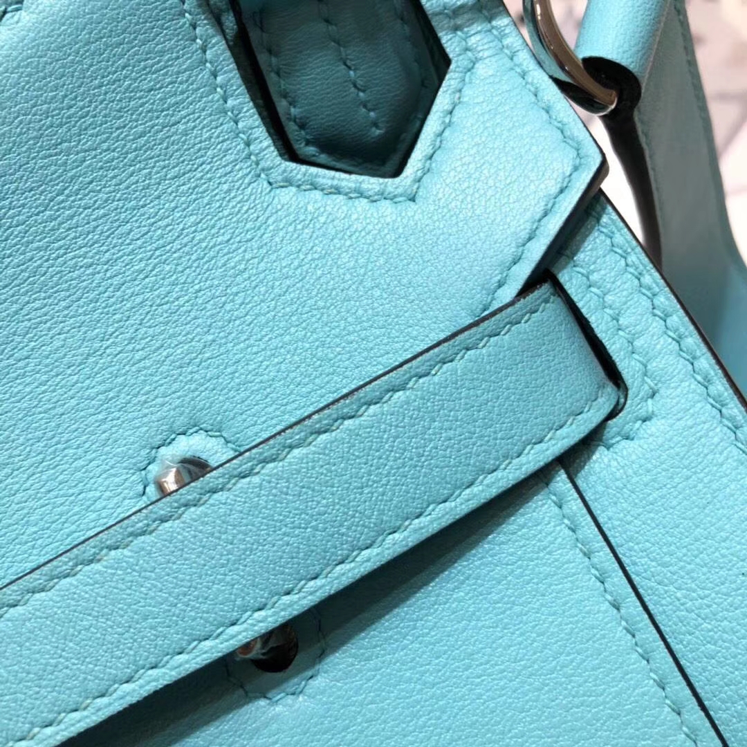 Hermes Jypsiere 爱马仕马卡龙蓝原厂Swift牛皮男女同用单肩斜挎包