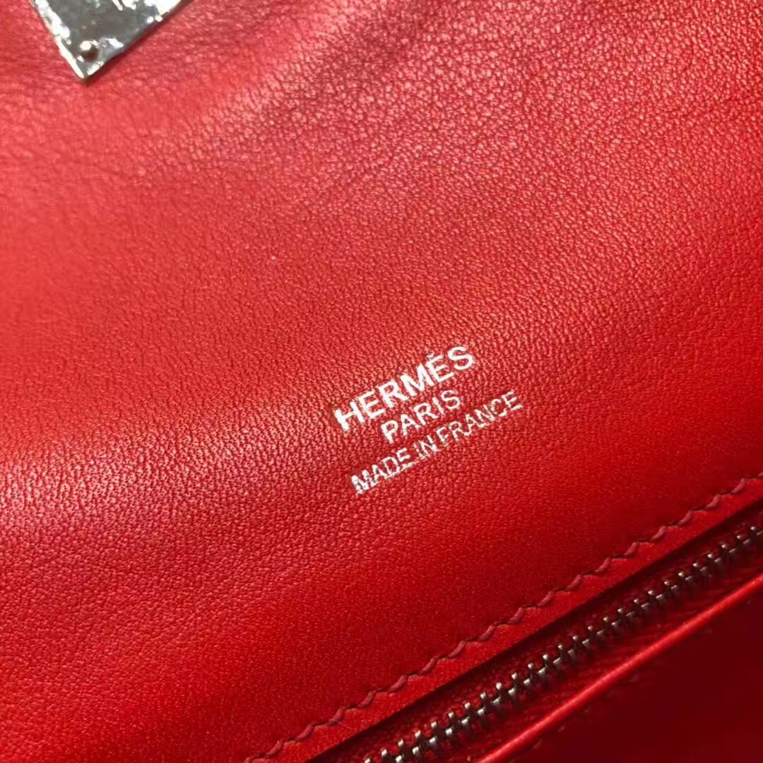 蜡线缝制 Hermes爱马仕大红拼3Q粉色原厂Swift牛皮Parfums单肩包包