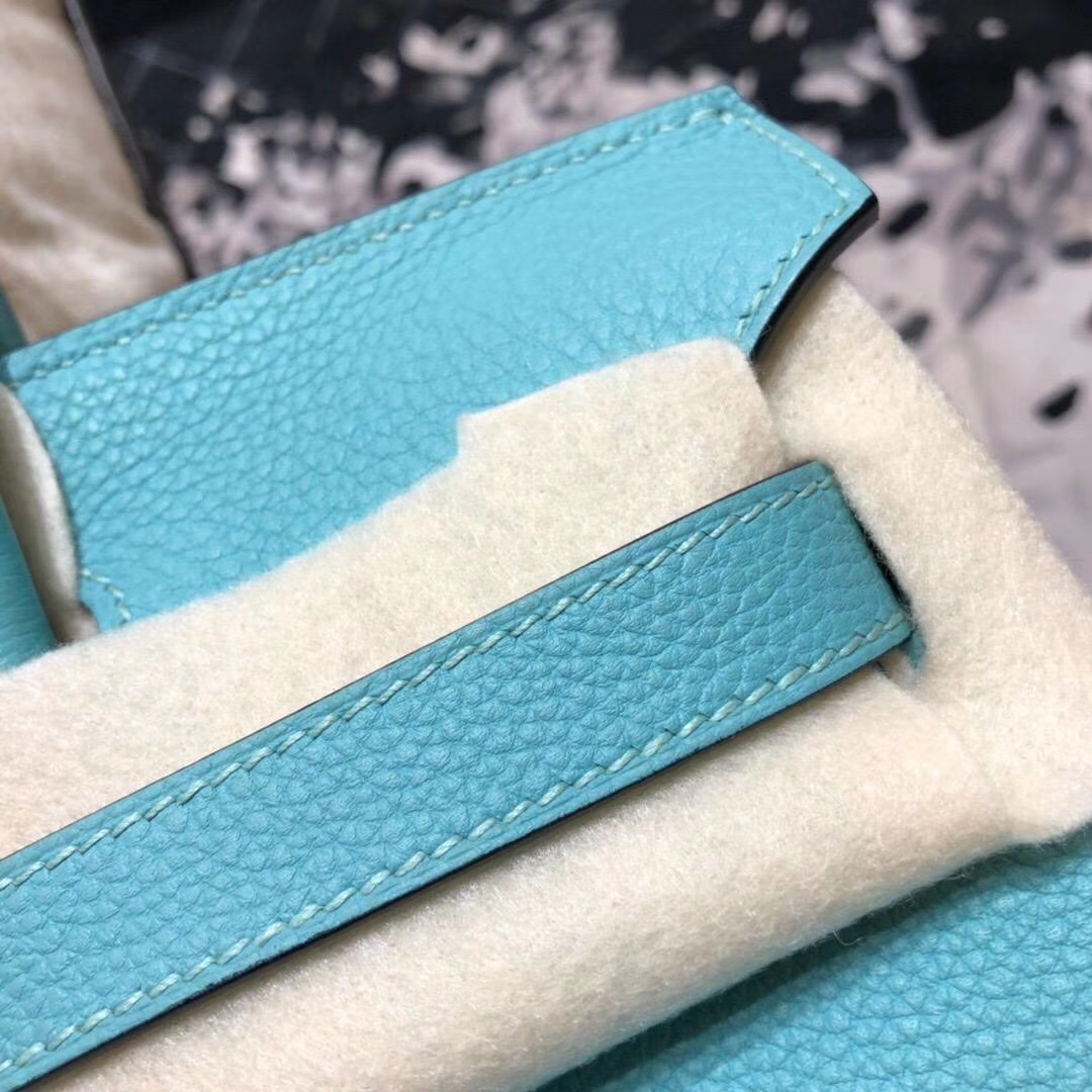 爱马仕Birkin包包 Hermes马卡龙蓝原厂Togo小牛皮铂金包Birkin30CM 金扣