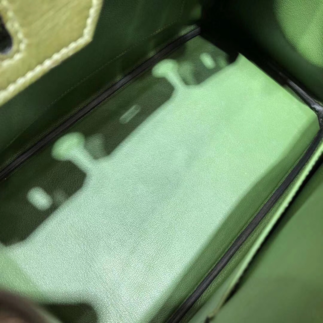 Hermes Birkin30CM 爱马仕V6丛林绿南非鸵鸟皮铂金包 金扣