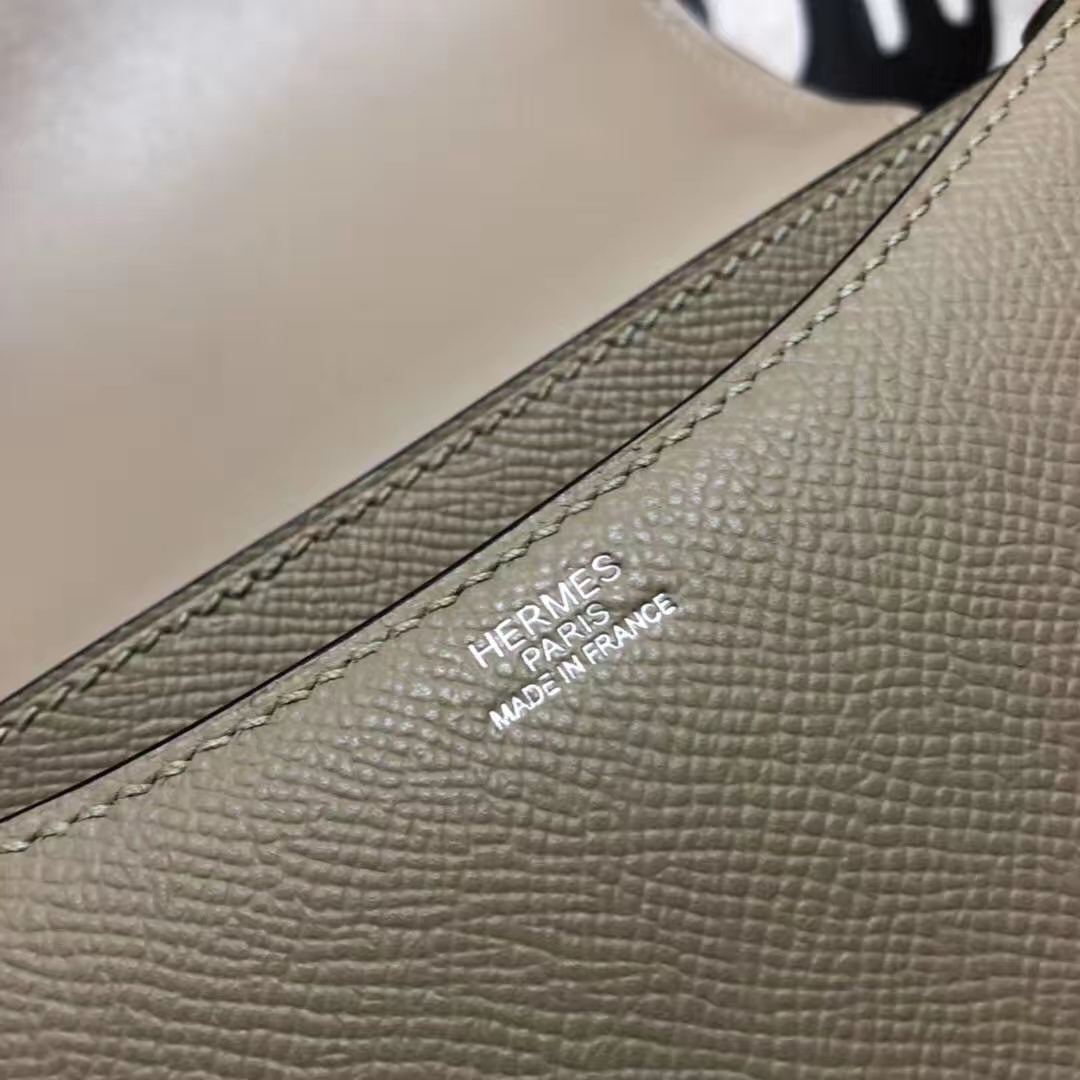 爱马仕空姐包价格 Hermes Constance19CM 斑鸠灰原厂Epsom牛皮 银扣
