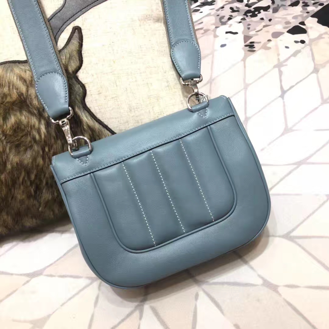 Hermes Parfums包包 爱马仕亚麻蓝原厂Swift牛皮新款单肩女包