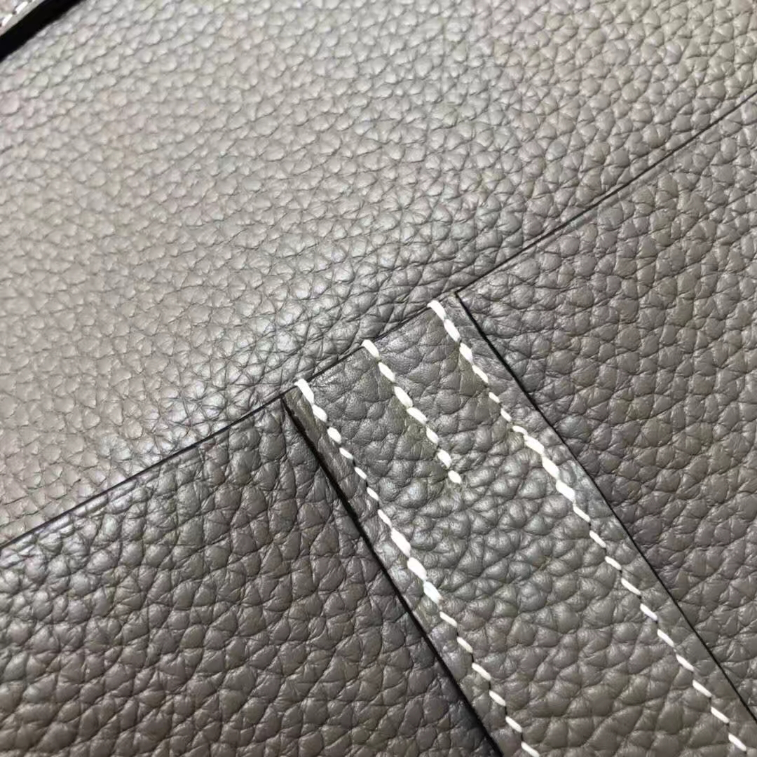 Hermes Halzan31CM 爱马仕锡器灰原厂Clemence牛皮手提斜挎女包