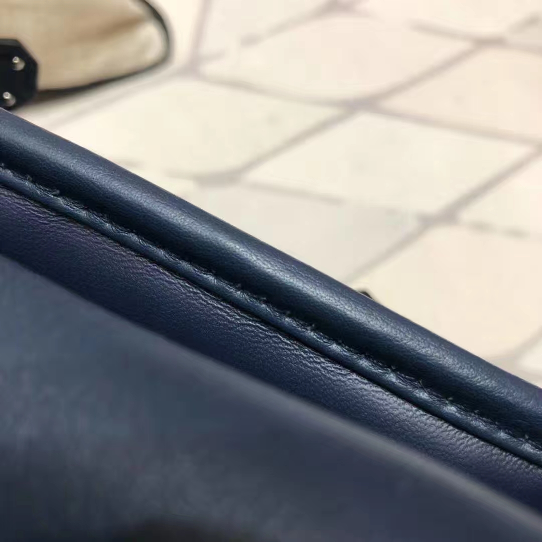 Hermes Parfums包包 爱马仕宝石蓝原厂Swift牛皮单肩斜挎女包 银扣