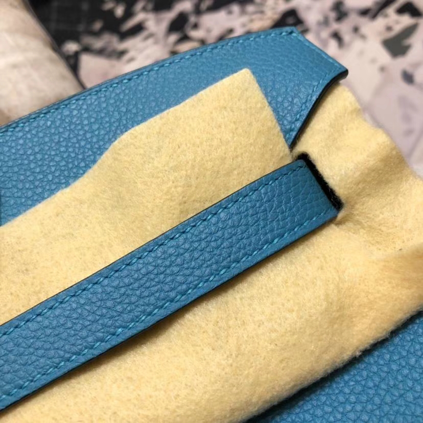 爱马仕Birkin包包 Hermes牛仔蓝法国小牛皮铂金包Birkin35CM 银扣