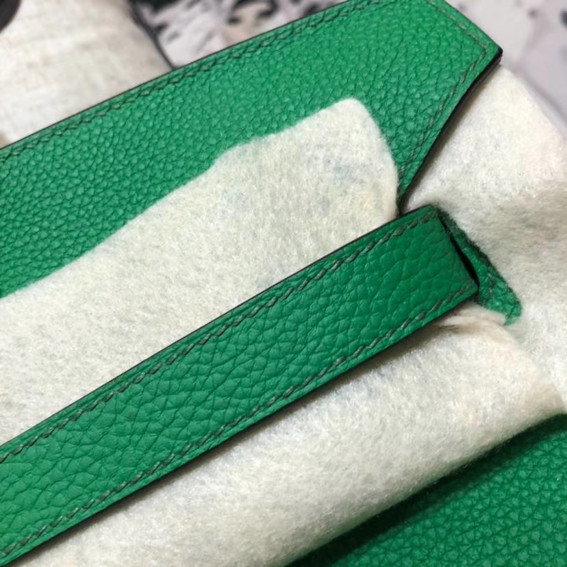 Hermes Birkin35CM 爱马仕1K竹子绿法国Togo小牛皮铂金包 金扣