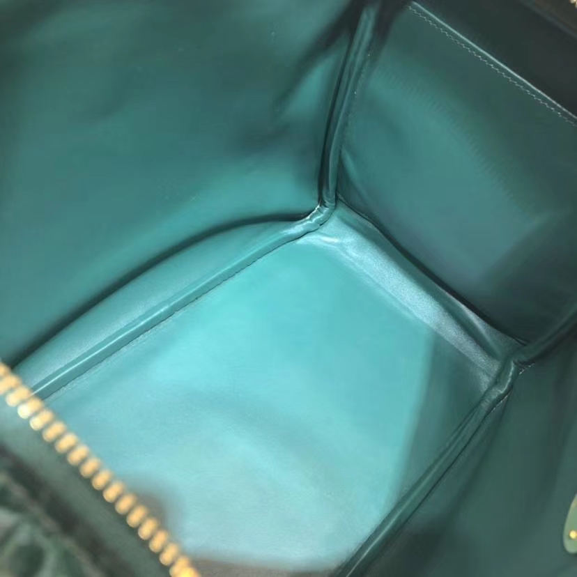 Hermes Lindy30CM 爱马仕孔雀绿亚光尼罗鳄鱼皮琳迪包 金扣