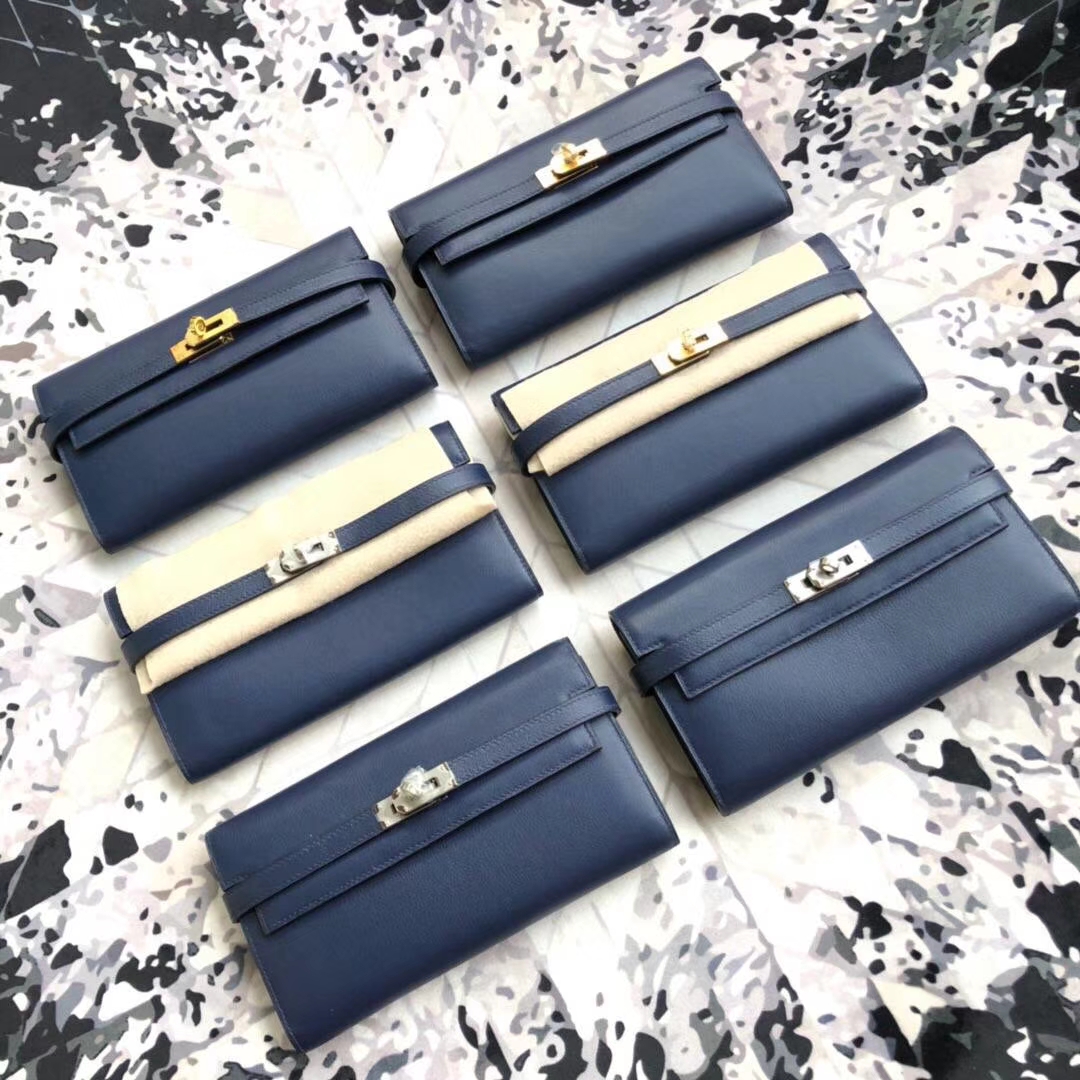 Hermes Kelly Wallet 爱马仕凯莉钱包 宝石蓝原厂Swift牛皮长款钱夹手包