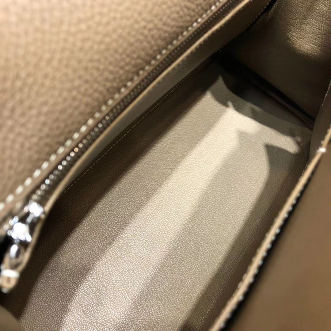 Hermes Kelly28CM 爱马仕CC18大象灰原厂Togo小牛皮凯莉包 银扣