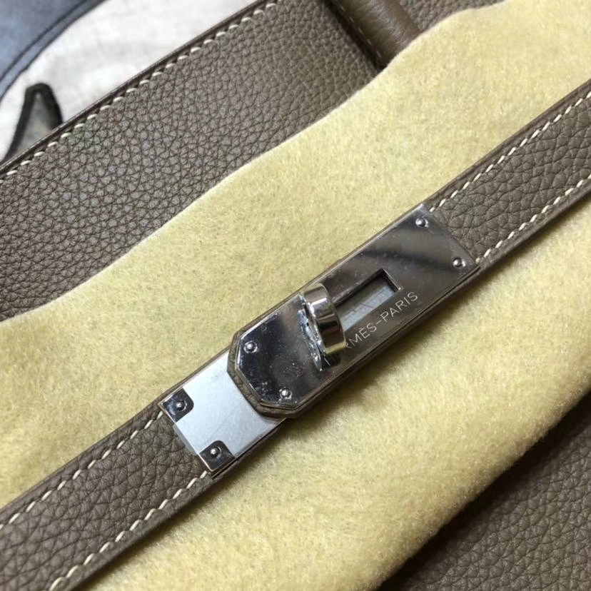 爱马仕包包官网 Hermes Birkin35CM CC18大象灰法国小牛皮铂金包 银扣
