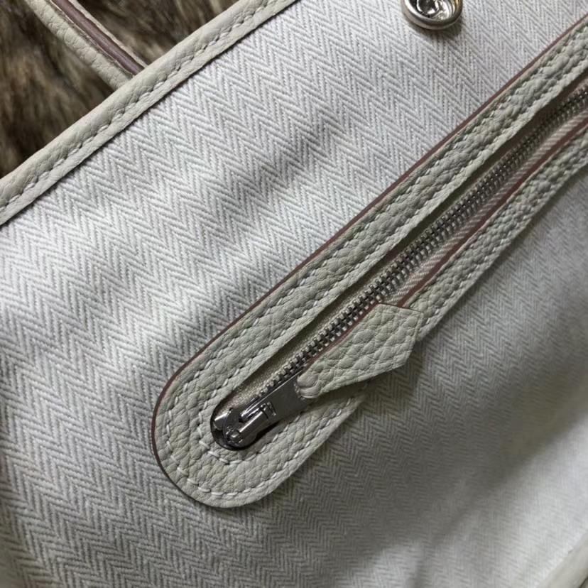 Hermes Garden Party Bags 爱马仕珍珠灰法国小牛皮花园包手提女包