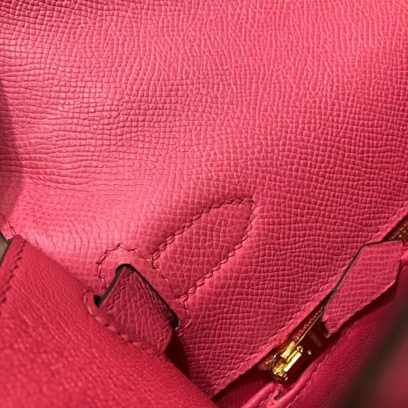 爱马仕包包官网 Hermes Kelly28CM 唇膏粉顶级Epsom牛皮 金扣