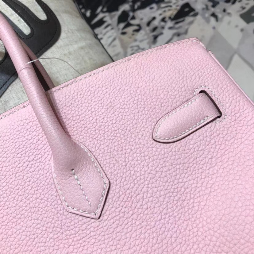 Hermes包包官网 爱马仕3Q芭比粉法国Togo小牛皮铂金包Birkin35CM 金扣
