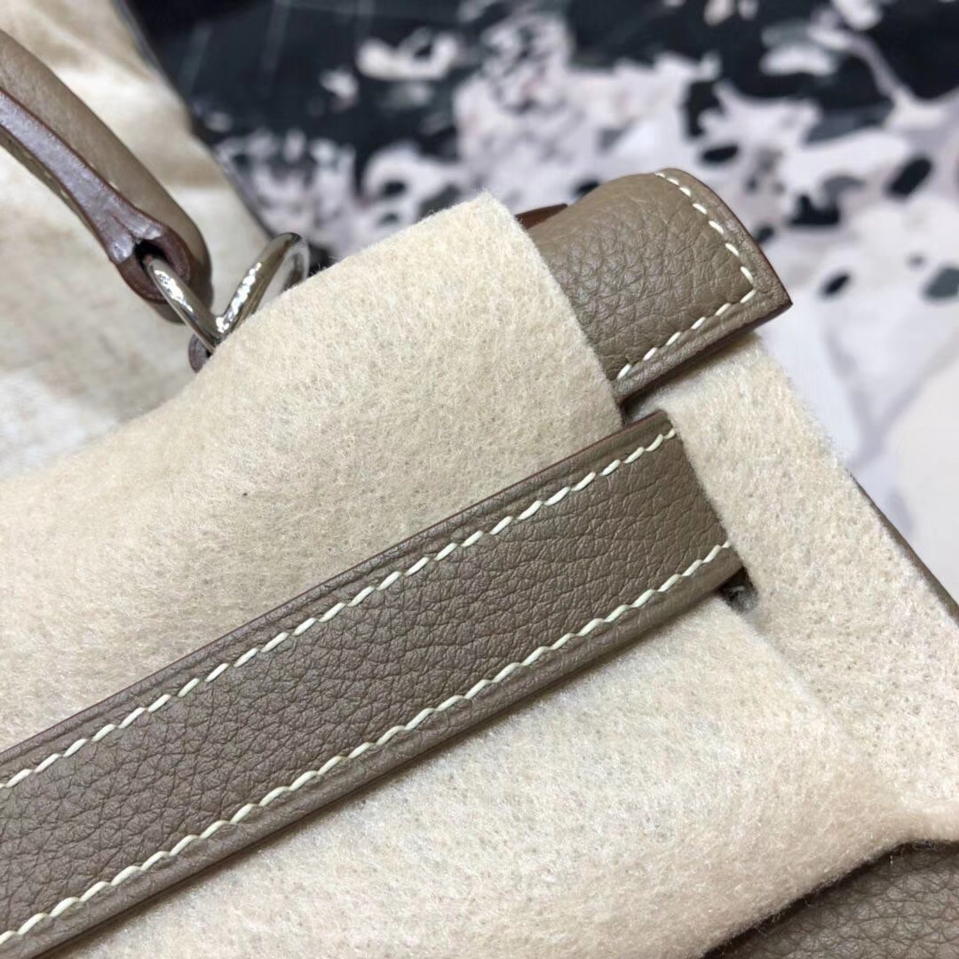Hermes Kelly28CM 爱马仕CC18大象灰原厂Togo小牛皮凯莉包 银扣