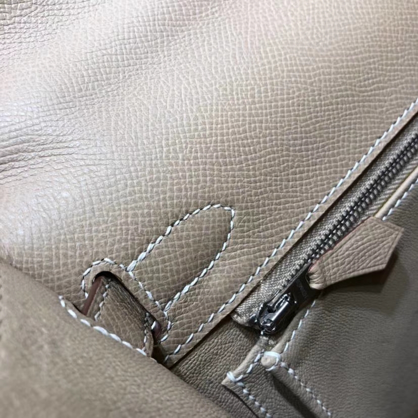 爱马仕凯莉包尺寸 Hermes Kelly28CM 斑鸠灰顶级Epsom牛皮 银扣