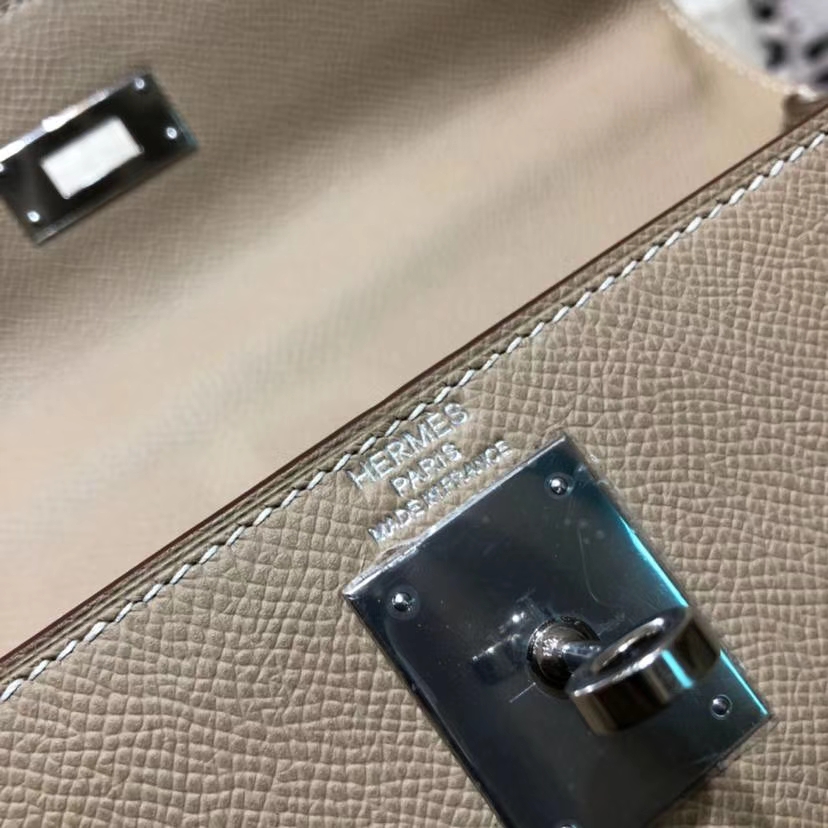 爱马仕凯莉包尺寸 Hermes Kelly28CM 斑鸠灰顶级Epsom牛皮 银扣