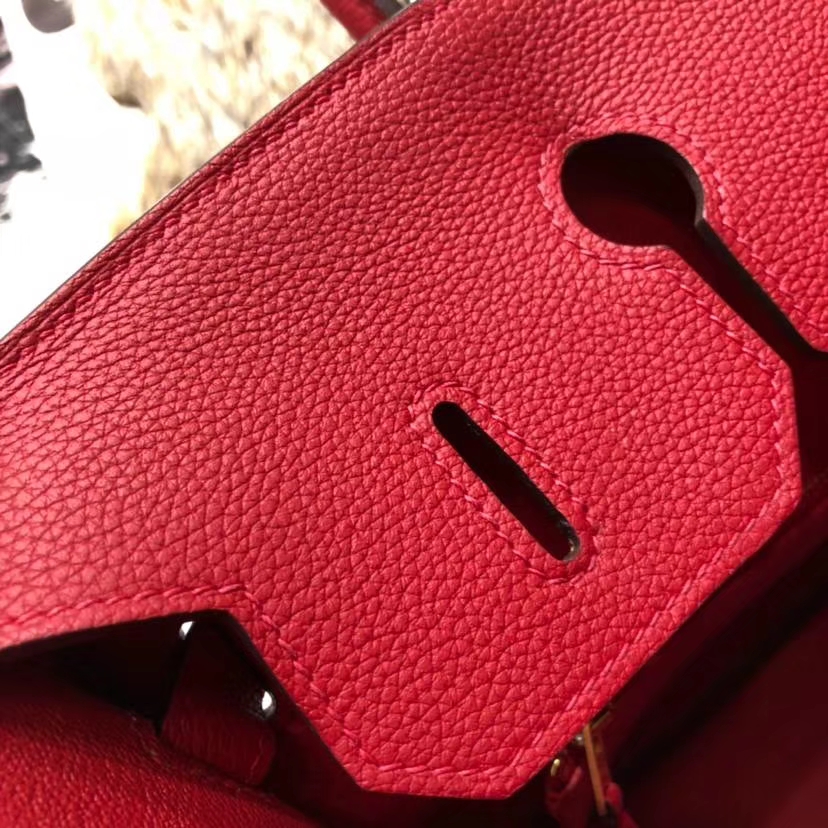 厂家直销 Hermes爱马仕法国Togo小牛皮Birkin35CM铂金包 Q5中国红 金扣