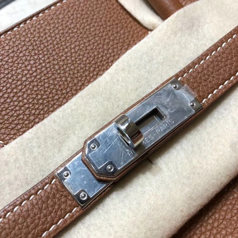 Hermes Birkin35CM 爱马仕土黄色法国小牛皮Birkin女包铂金包 银扣