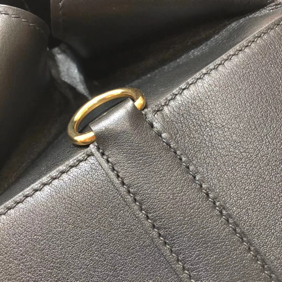 爱马仕女包价格 Hermes Toolbox26CM 黑色swift牛皮牛奶包 金扣