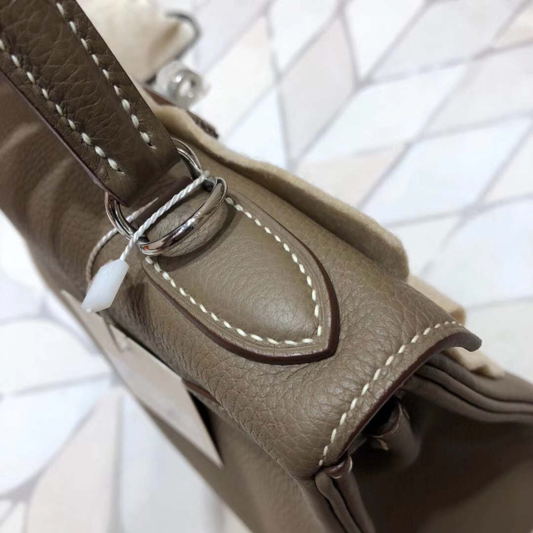 Hermes Kelly28CM 爱马仕CC18大象灰原厂Togo小牛皮凯莉包 银扣