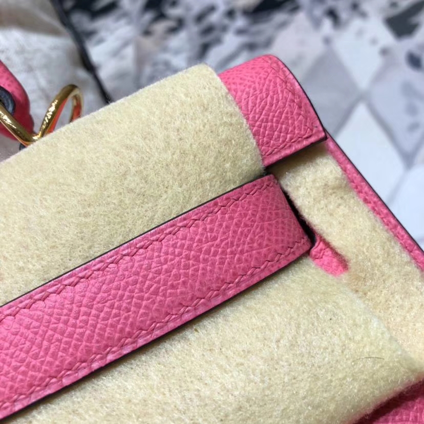 爱马仕包包官网 Hermes Kelly28CM 唇膏粉顶级Epsom牛皮 金扣