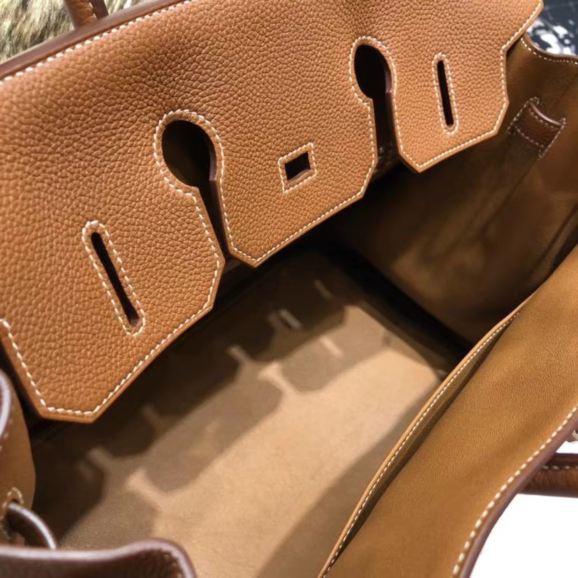 Hermes Birkin35CM 爱马仕土黄色法国小牛皮Birkin女包铂金包 银扣