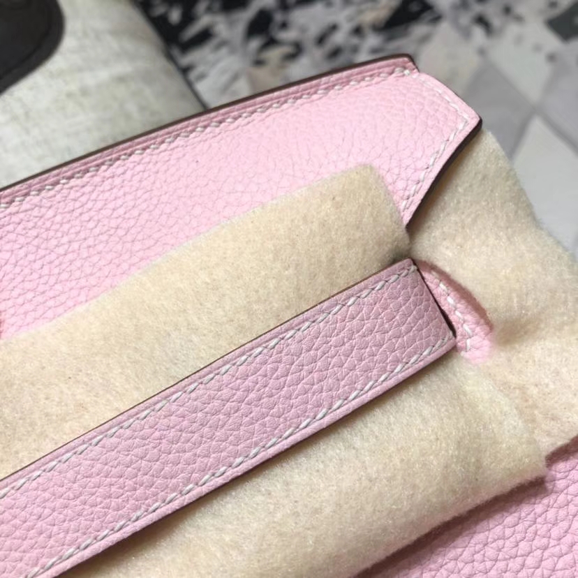 Hermes包包官网 爱马仕3Q芭比粉法国Togo小牛皮铂金包Birkin35CM 金扣