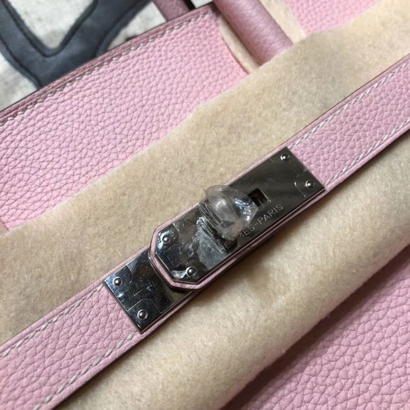 Hermes包包官网 爱马仕3Q芭比粉法国Togo小牛皮铂金包Birkin35CM 金扣
