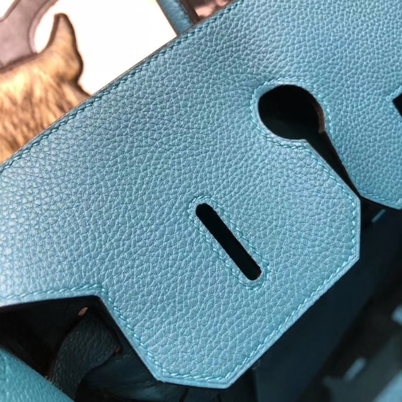 爱马仕Birkin包包 Hermes牛仔蓝法国小牛皮铂金包Birkin35CM 银扣