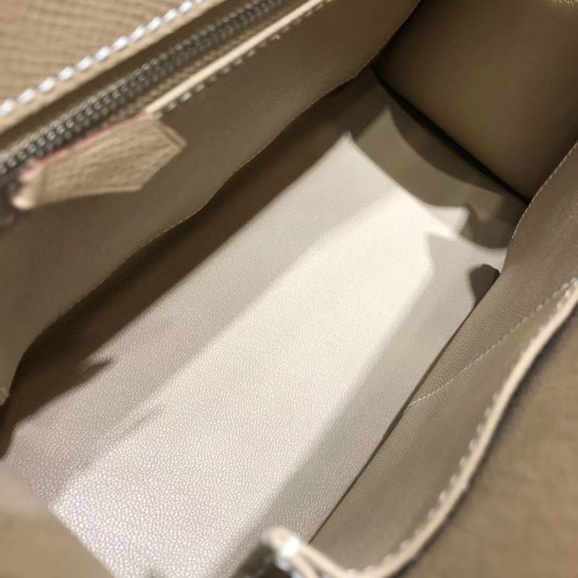 爱马仕凯莉包尺寸 Hermes Kelly28CM 斑鸠灰顶级Epsom牛皮 银扣