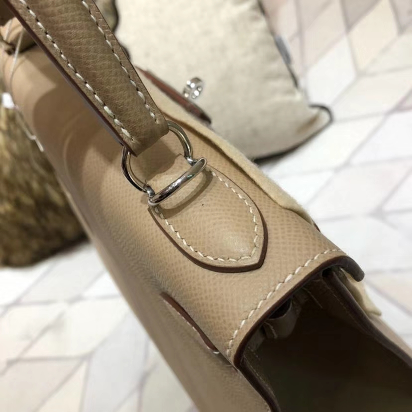 爱马仕凯莉包尺寸 Hermes Kelly28CM 斑鸠灰顶级Epsom牛皮 银扣