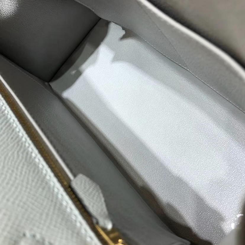 Hermes Kelly28CM 爱马仕冰川灰顶级Epsom牛皮外缝凯莉包 金扣